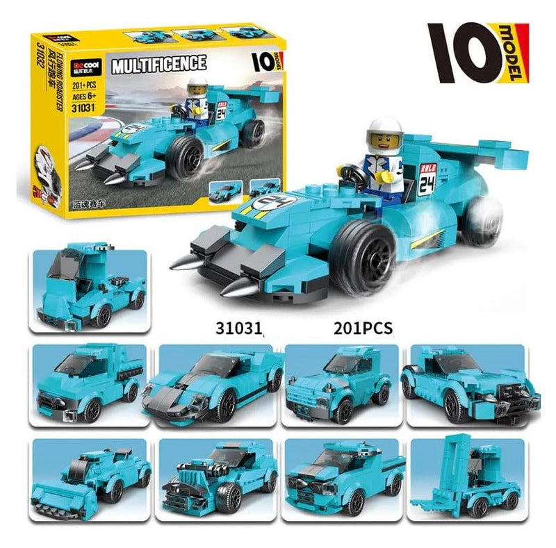 DeCool Multi Blue Ghost Racing Cars | 201 Pieces - ST21231 - Planet Junior