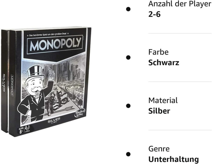 Hasbro Monopoly Silver Line Edition Game - C3546 - Planet Junior