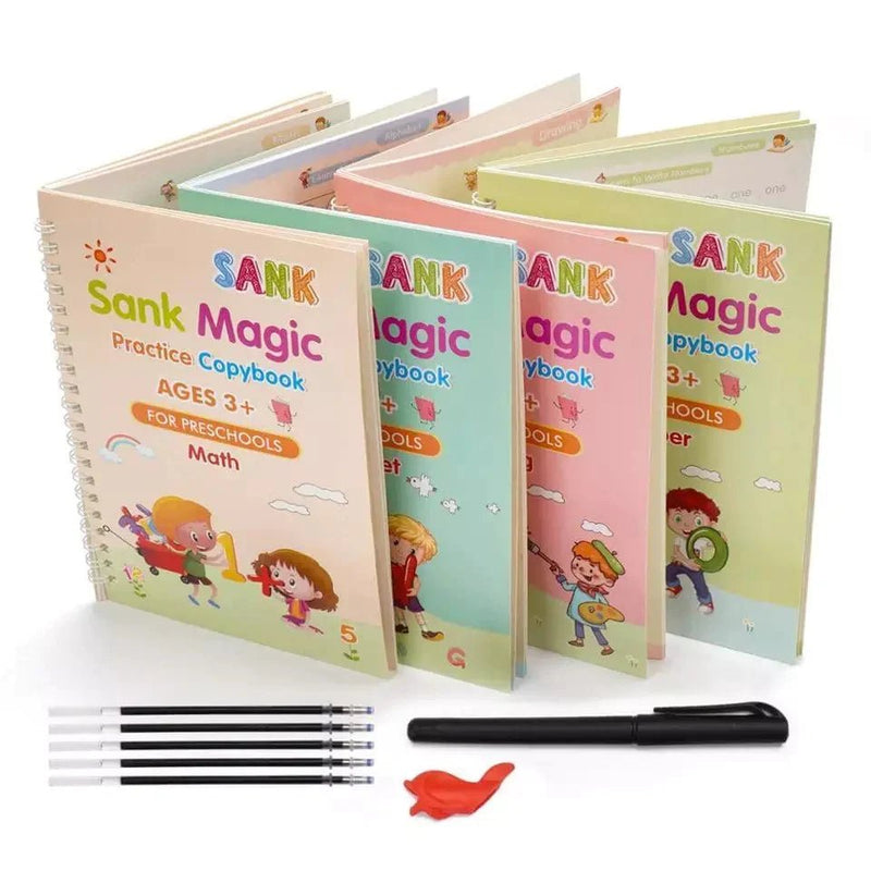 4 Pack Large Magic Practice Copybook for Kids,Reusable Handwriting  Workbook,Grooves Calligraphy Practice for Preschoolers,Pen Control Writing  Skill Practice,Auto Disappearing Ink Pen for Beginner : : Office  Products