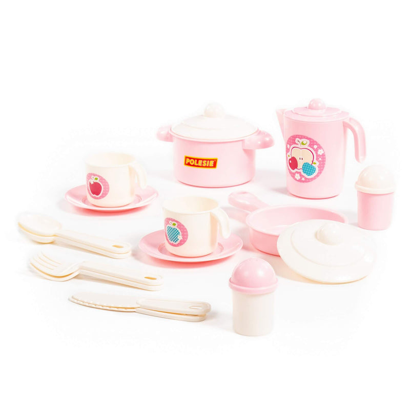 Polesie Nasten'ka Kitchen Set - 18 PCS (Pink) | European Made - 79985 - Planet Junior