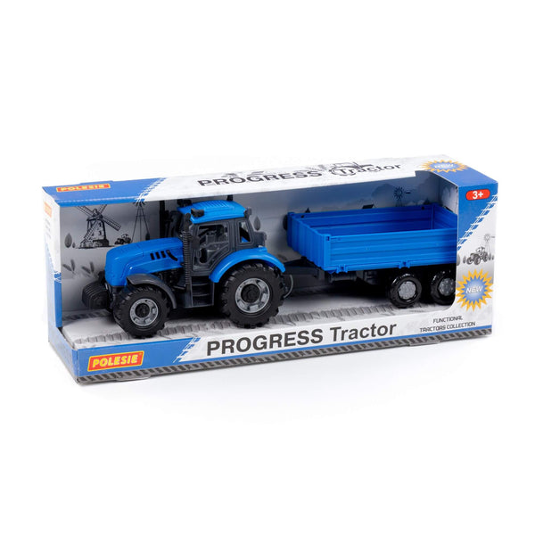 Polesie PROGRESS Drop-Side Trailer Tractor, Blue | European Made - 91253 - Planet Junior