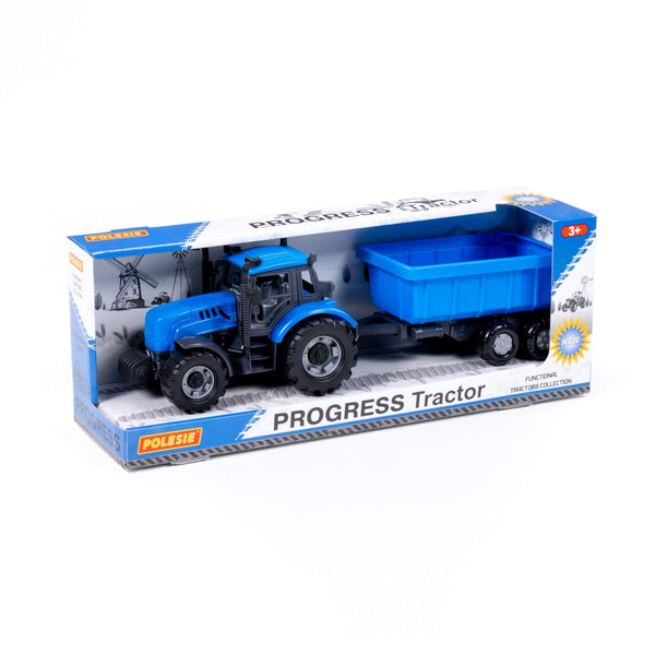 Polesie PROGRESS Drop-Side Trailer Tractor II, Blue | European Made - 91277 - Planet Junior