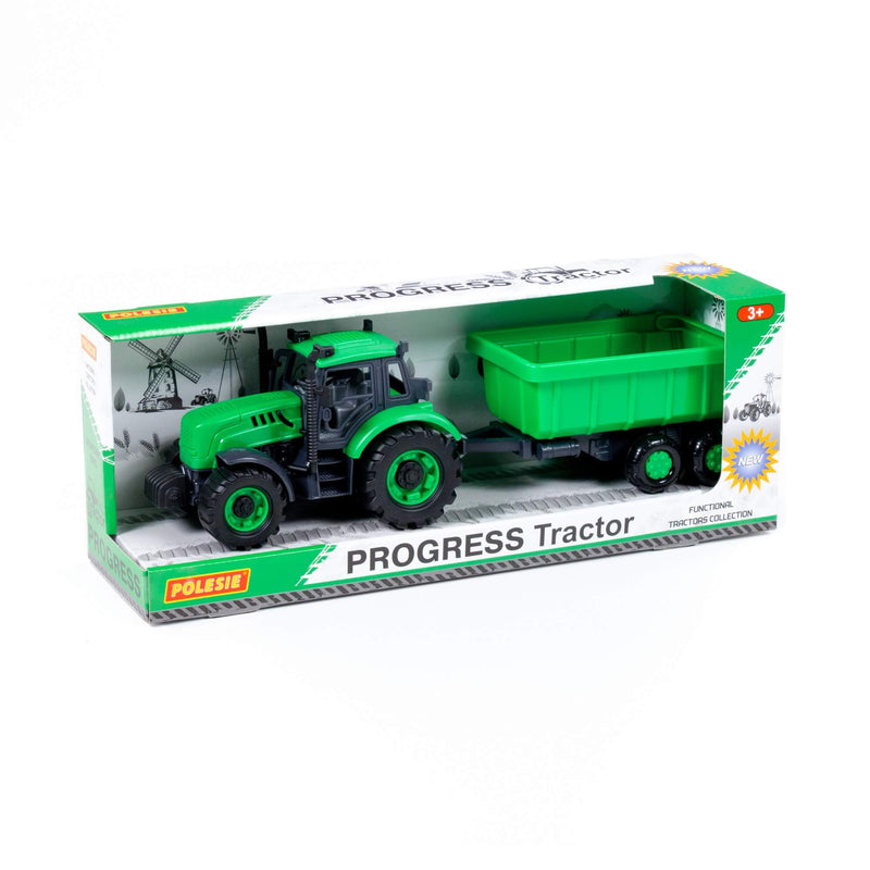 Polesie PROGRESS Drop-Side Trailer Tractor II, Green | European Made - 91284 - Planet Junior