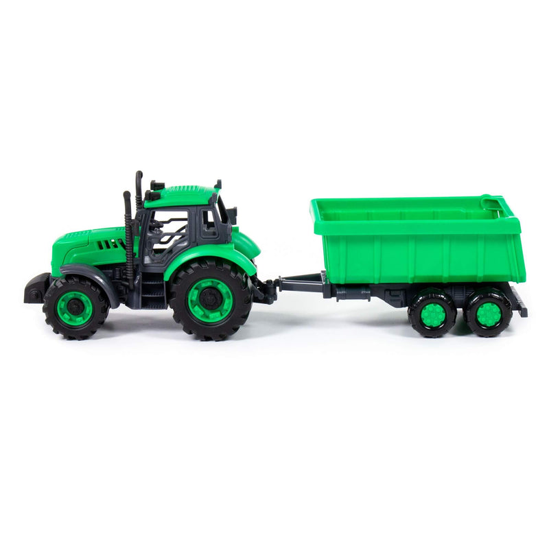 Polesie PROGRESS Drop-Side Trailer Tractor II, Green | European Made - 91284 - Planet Junior