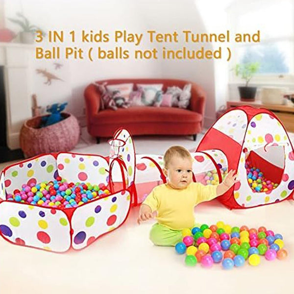 Polka Dot 3-in-1 Folding Kids Play Tent with Tunnel - 345A-39 - Planet Junior