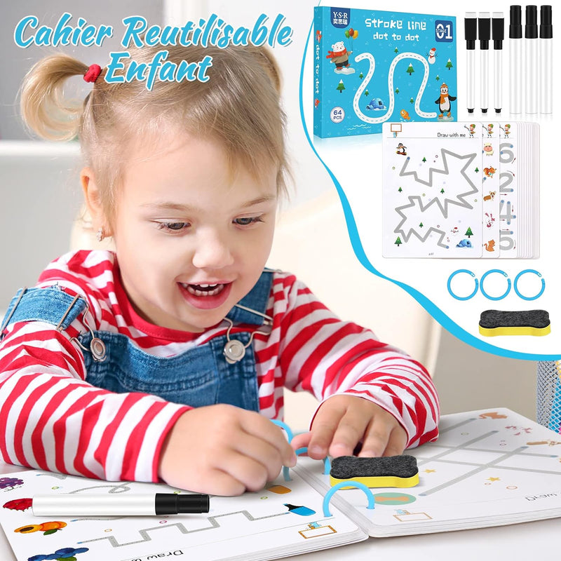 Reusable PreSchool Early Education Tracing Book with 64 Pages - ZZT202 - Planet Junior