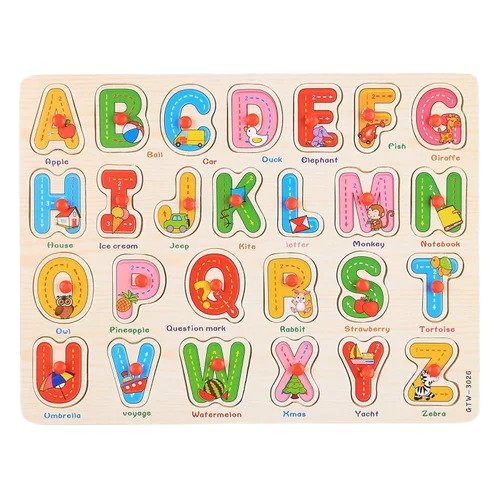 Wooden 26 Letter Alphabet Learning Block Puzzle For Kids (A-Z) - ASW12 - Planet Junior