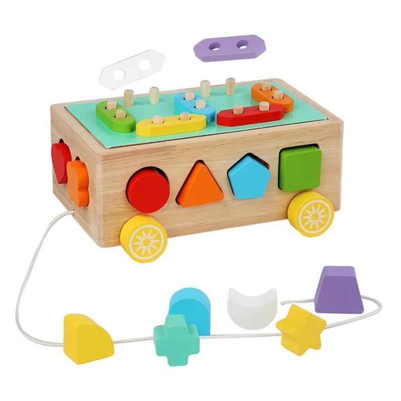 Wooden Colorful Geometric Shapes Trolley - AT88 - Planet Junior