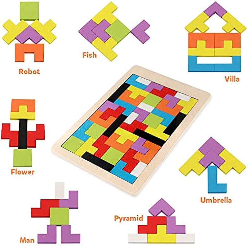 Wooden Tetris Puzzle Board Game For Kids - ASW9 - Planet Junior