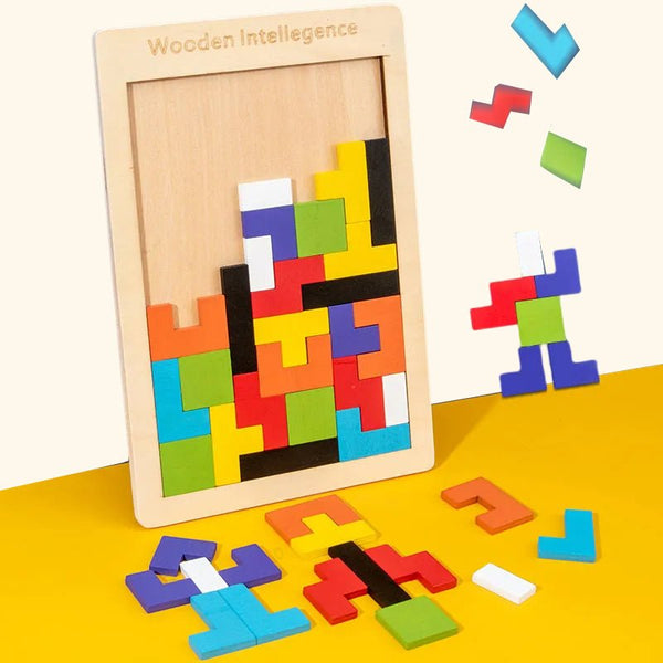 Wooden Tetris Puzzle Board Game For Kids - ASW9 - Planet Junior